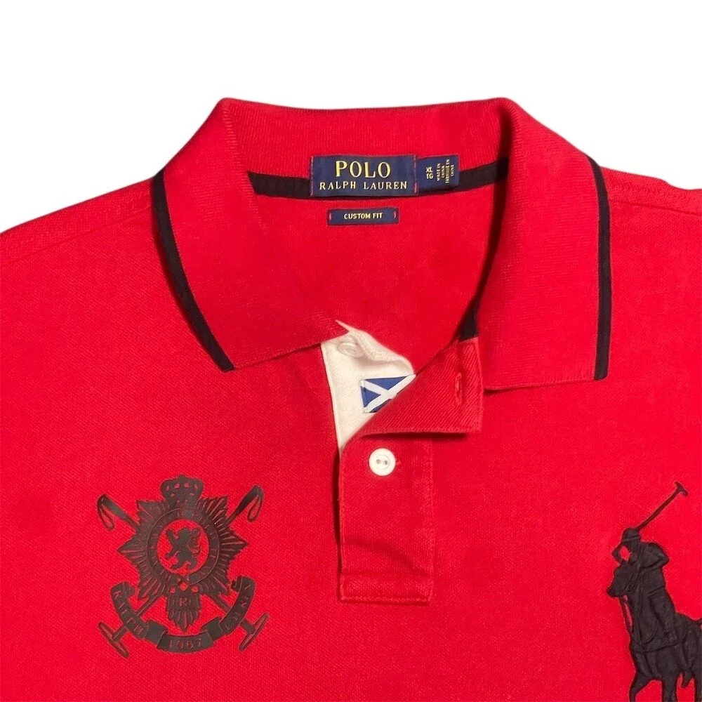 Polo Ralph Lauren Polo Shirt Red Big Pony Logo Graphic Short Mens XL